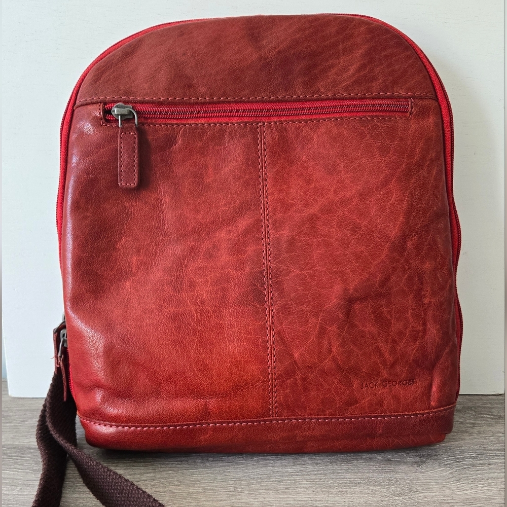 Jack Georges Voyager Brown Leather Mini Convertible Backpack/Crossbody